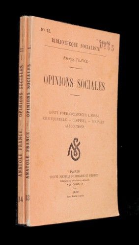 Bibliothèque socialiste n°13 et 14 : Opinion sociales (2 volumes)