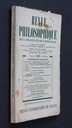 Revue philosophique de la France et de l'étranger n°1, janvier-mars 1957 : Philosophie et psychologie