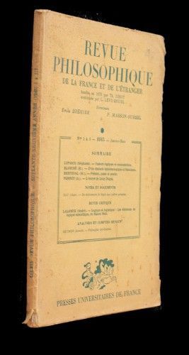 Revue philosophique de la France et de l'étranger n°1 à 3, janvier-mars 1945