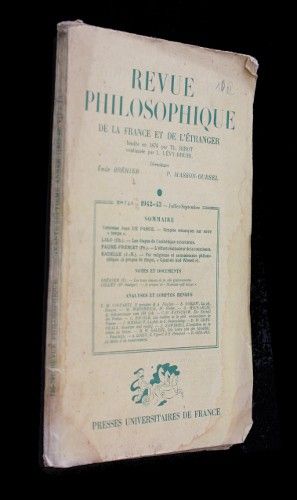 Revue philosophique de la France et de l'étranger n°7 à 9, juillet-septembre 1942-43