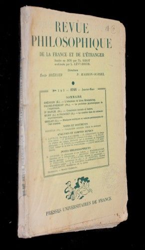Revue philosophique de la France et de l'étranger n°1 à 3, janvier-mars 1946
