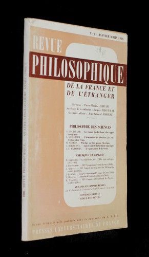 Revue philosophique de la France et de l'étranger n°1, janvier-mars 1966 : philosophie des sciences