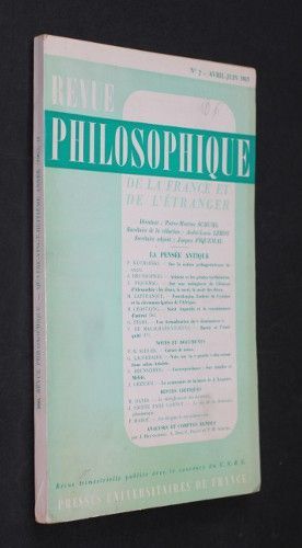 Revue philosophique de la France et de l'étranger n°2, avril-juin 1963 : La pensée antique