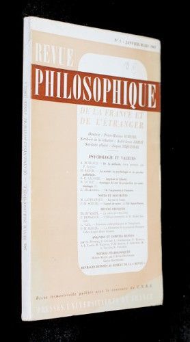 Revue philosophique de la France et de l'étranger n°1, janvier-mars 1963 : psychologie et valeurs