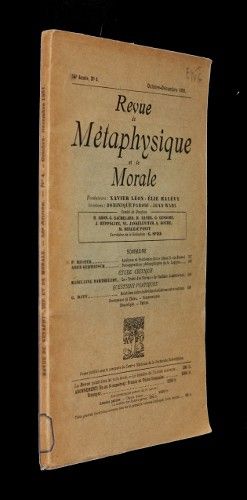 Revue de métaphysique et de morale n°4, 56e année