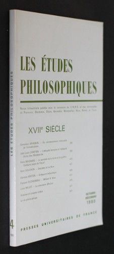 Les études philosophiques n°4, octobre-décembre 1980 : XVIIe siècle