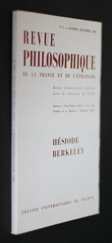 Revue philosophique de la France et de l'étranger n°4, octobre-décembre 1980 : Hésiode - Berckeley