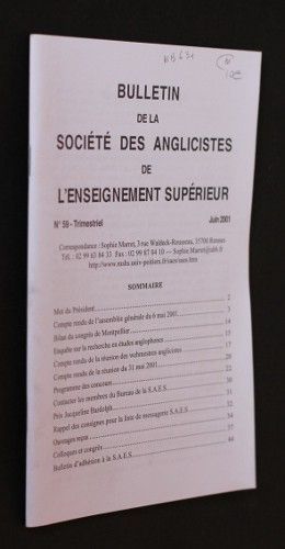 Bulletin de la Société des Anglicistes de l'Enseignement supérieur n°59 (juin 2001)