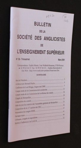 Bulletin de la Société des Anglicistes de l'Enseignement supérieur n°58 (mars 2001)