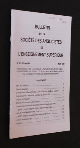Bulletin de la Société des Anglicistes de l'Enseignement supérieur n°50 (mars 1999)