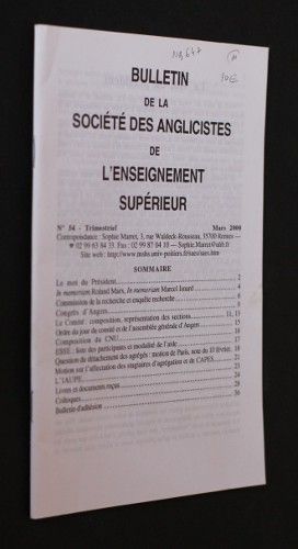 Bulletin de la Société des Anglicistes de l'Enseignement supérieur n°54 (mars 2000)