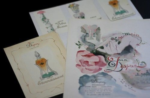 Ensemble de publicités pour les parfums Desprez