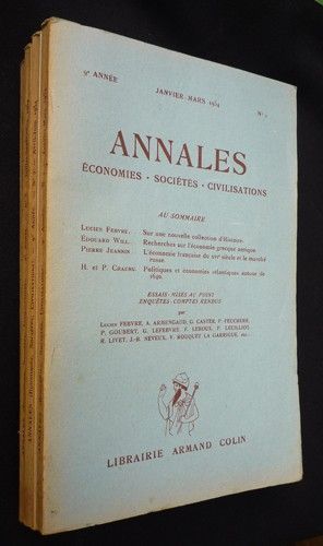 Annales : économies, sociétés, civilisations (4 volumes, année 1954)