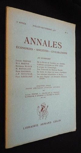Annales : économies, sociétés, civilisations (juillet-septembre 1952)