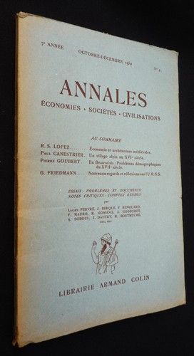 Annales : économies, sociétés, civilisations (octobre-décembre 1952)