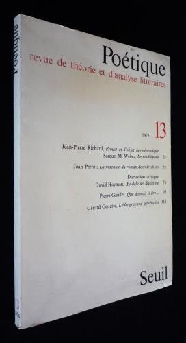 Poétique, revue de théorie et d'analyse littéraires (n°13)