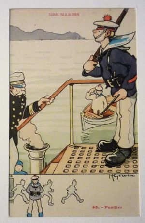 Carte postale "Nos marins" n°43 : Fusilier