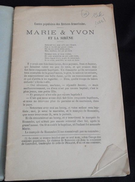 Marie et Yvon et la sirène, Contes populaires des Bretons-Armoricains