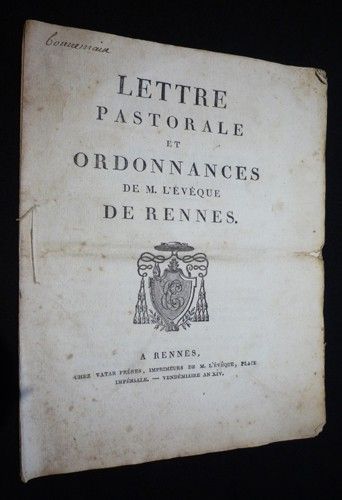 Lettre pastorale et ordonnances de M. l'évêque de Rennes