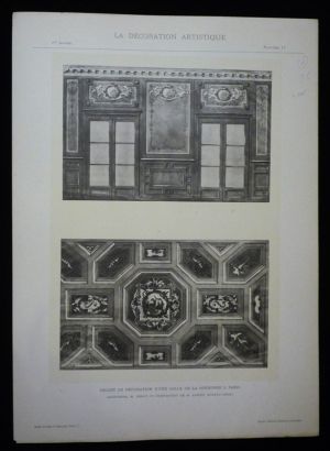 La Décoration artistique. 1re année, n°4, planche 17 : Projet de décoration d'une salle de la Sorbonne à Paris