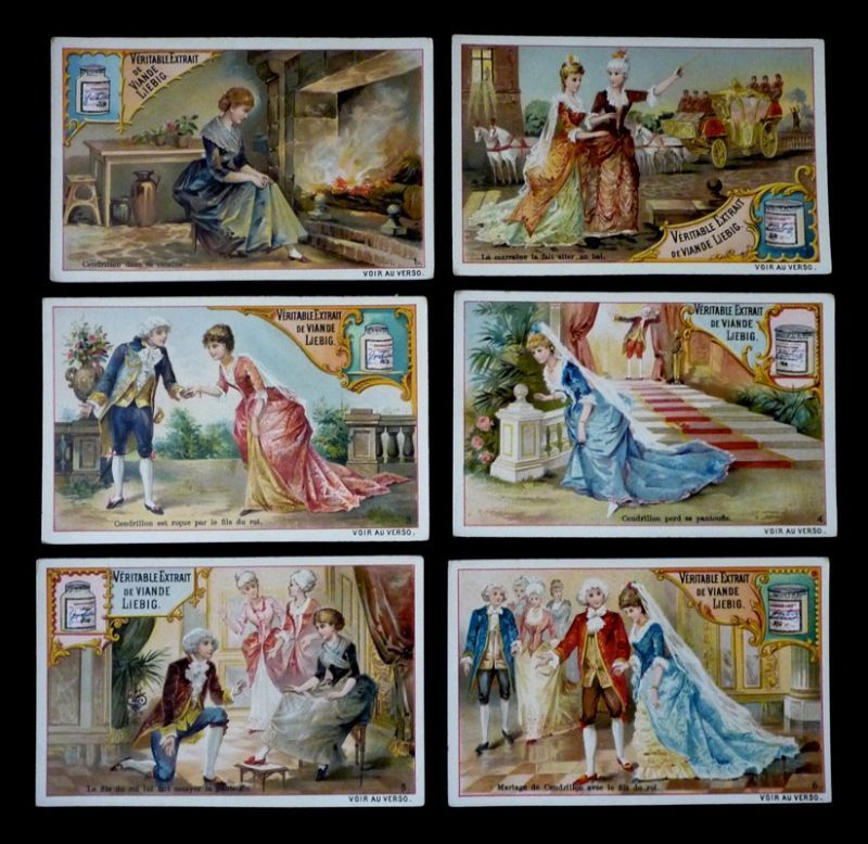6 chromos Liebig : Cendrillon (série complète)