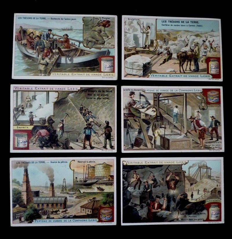 6 chromos Liebig : Les trésors de la terre (série complète)