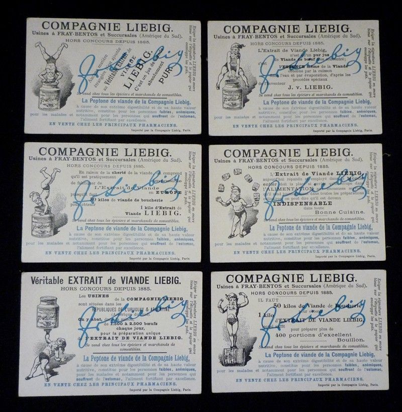 6 chromos Liebig : Le fer (série complète)