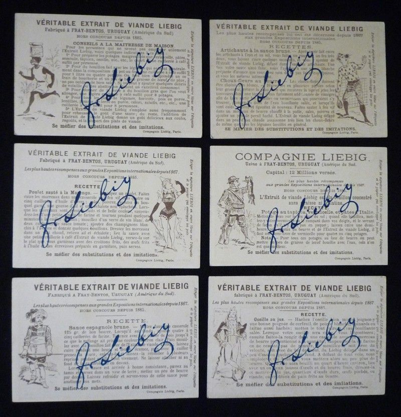 6 chromos Liebig : Chanson nègre (série complète)