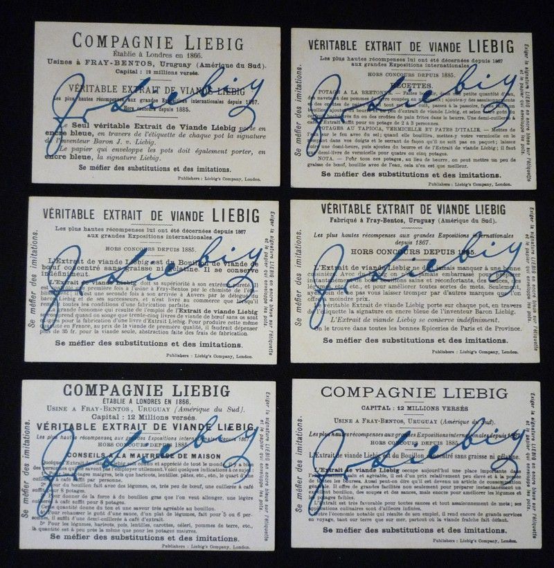 6 chromos Liebig : Rencontres à cheval (série complète)