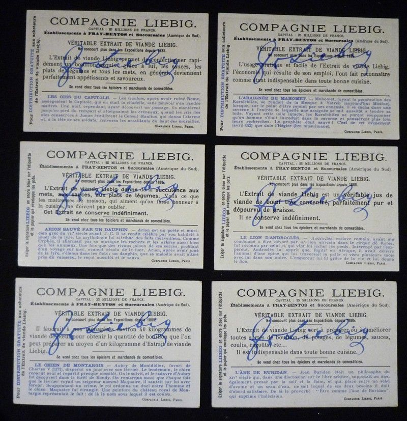 6 chromos Liebig : histoire et religion (série complète)