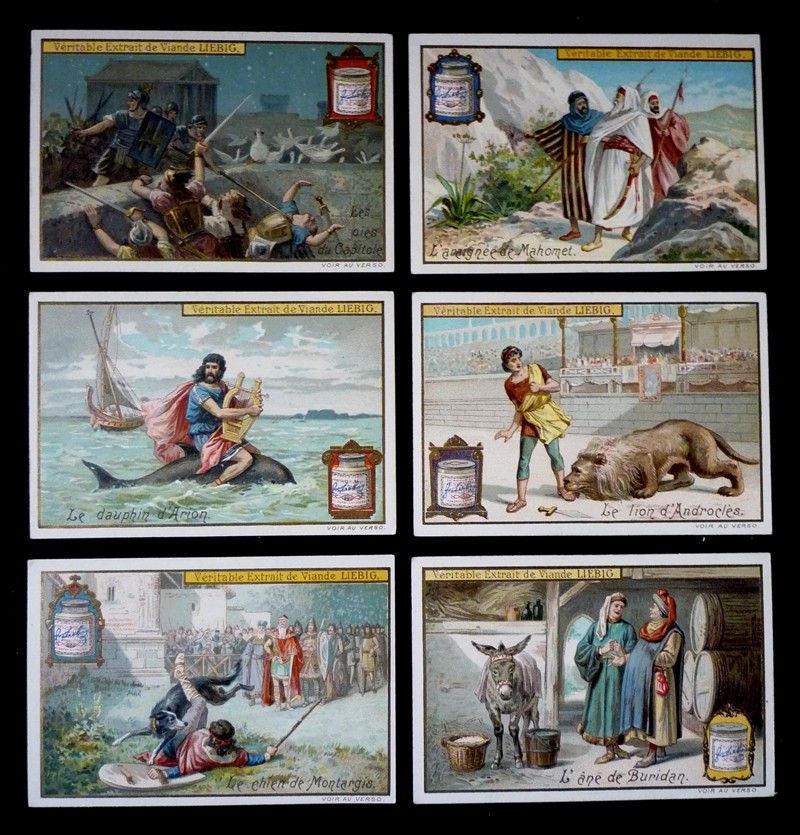 6 chromos Liebig : histoire et religion (série complète)