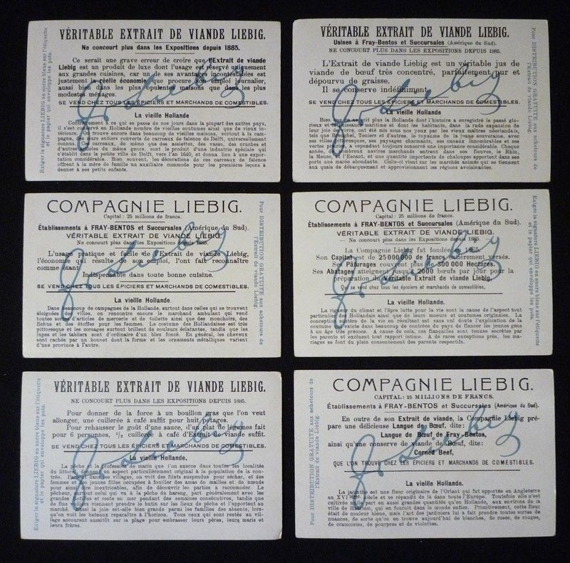 6 chromos Liebig : La Vieille-Hollande (série complète)