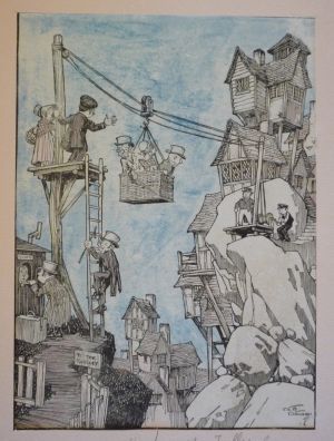Illustration "The Funnyville Trolley-Car" de C. E. B. Bernard