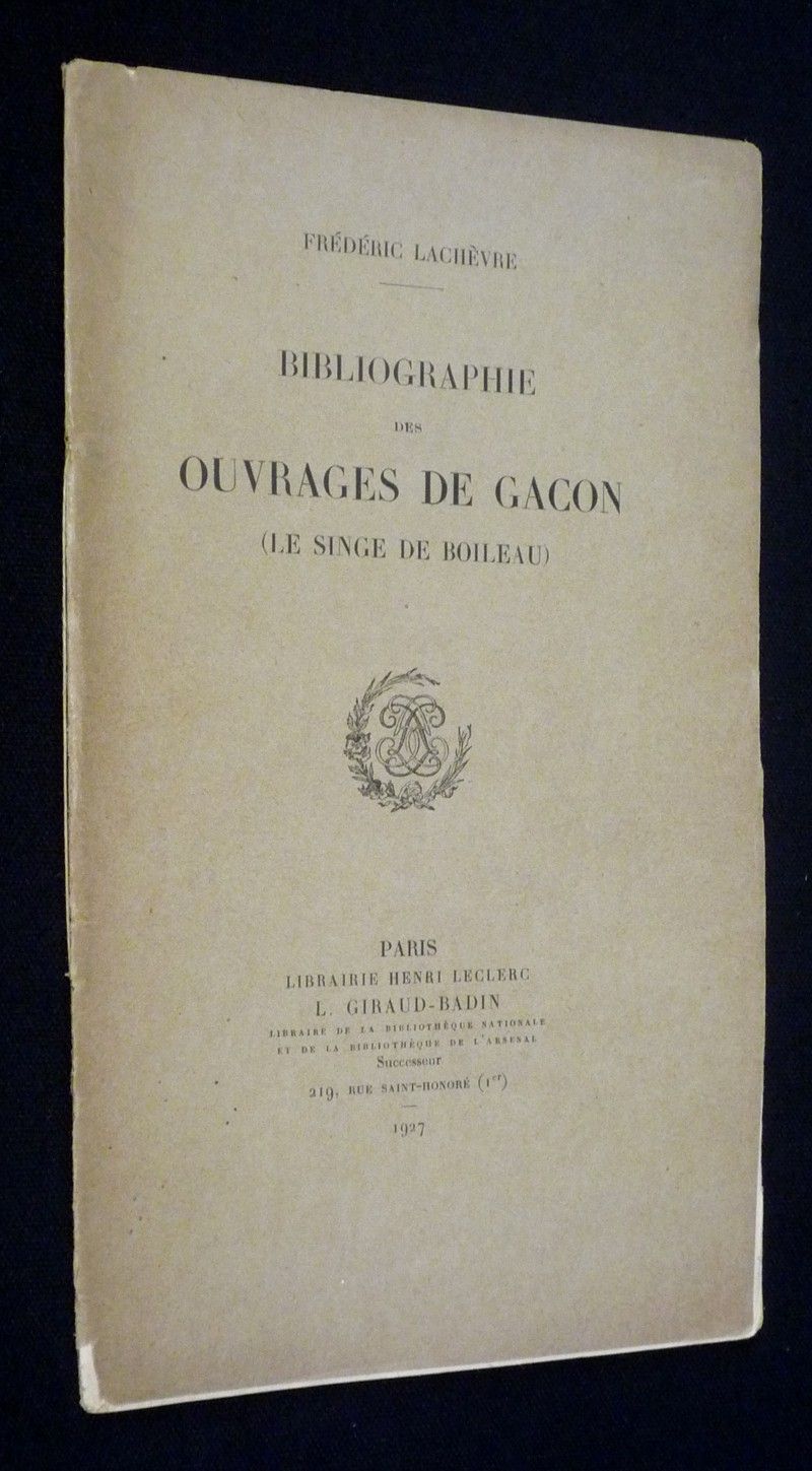 Bibliographie des ouvrages de Gacon (Le singe de Boileau)