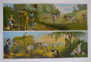 Chromolithographie, saisons : le printemps, l'été