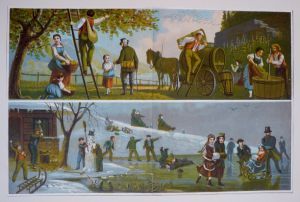 Gravure saisons : l'automne, l'hiver