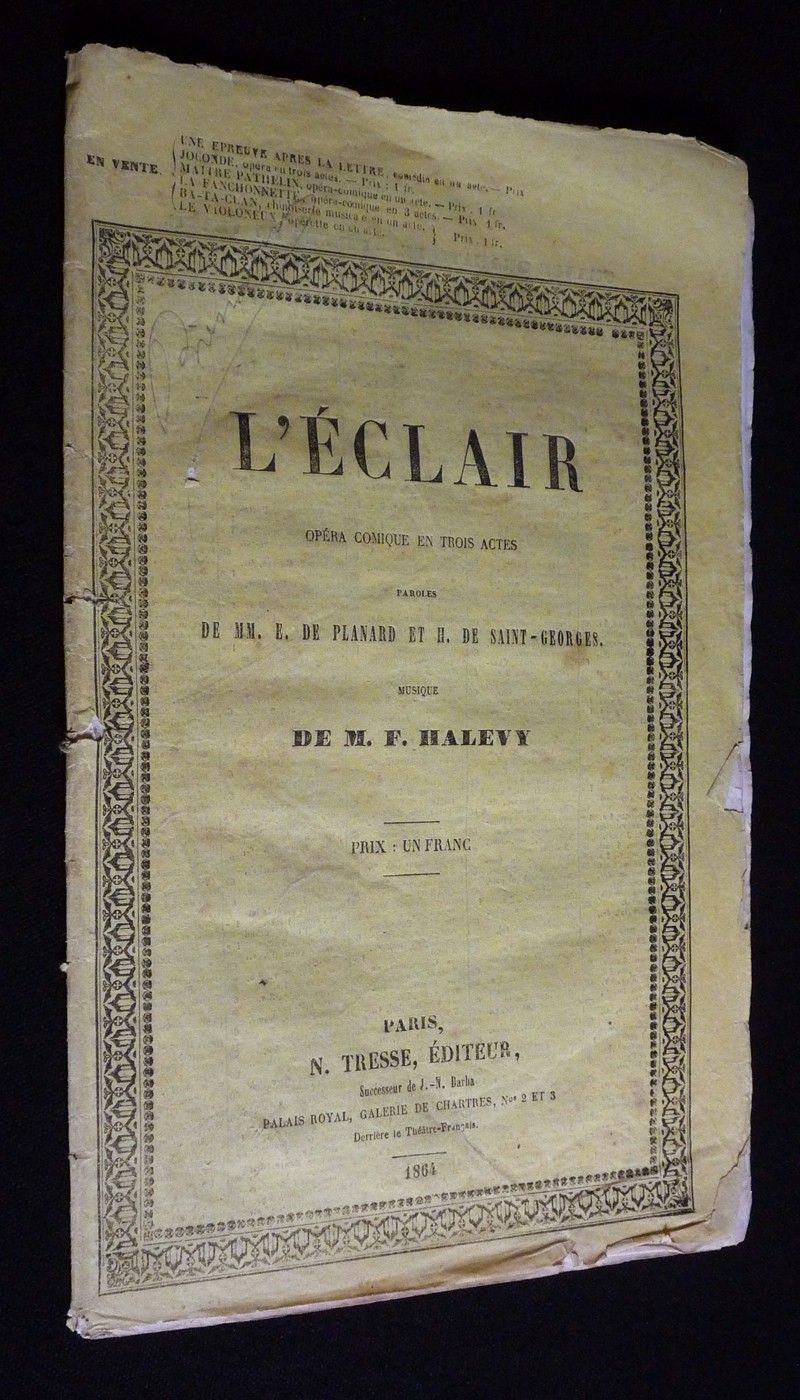 L'Eclair, opéra comique en trois actes
