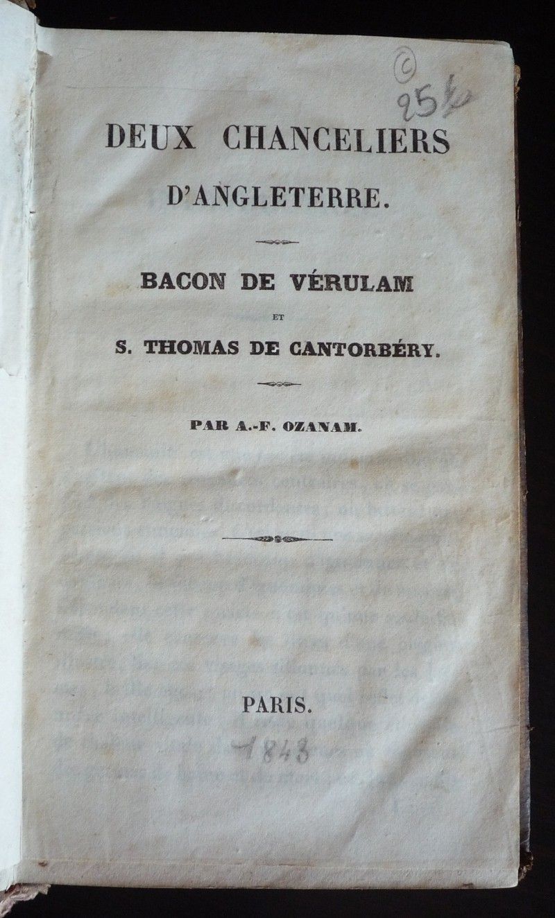 Deux chanceliers d'Angleterre : Bacon de Vérulam et S. Thomas de Cantorbéry