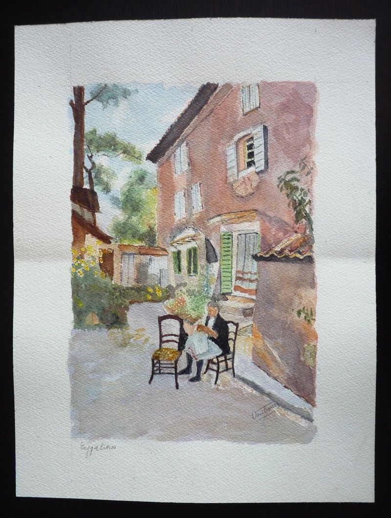 Aquarelle originale de Vaubourg : Eygalières