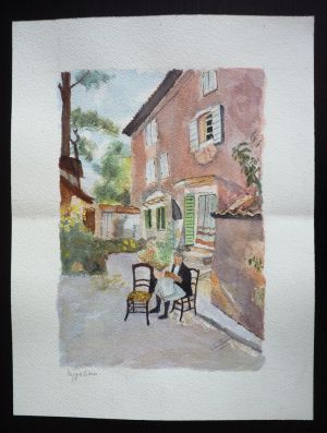 Aquarelle originale de Vaubourg : Eygalières
