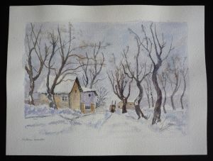 Aquarelle originale de Vaubourg : Nature assoupie