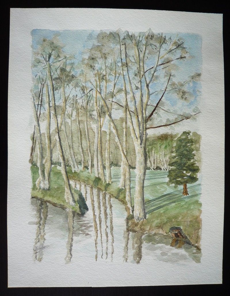 Aquarelle originale de Vaubourg : La Sauldre (Cher)