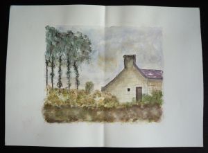 Aquarelle : maison de campagne