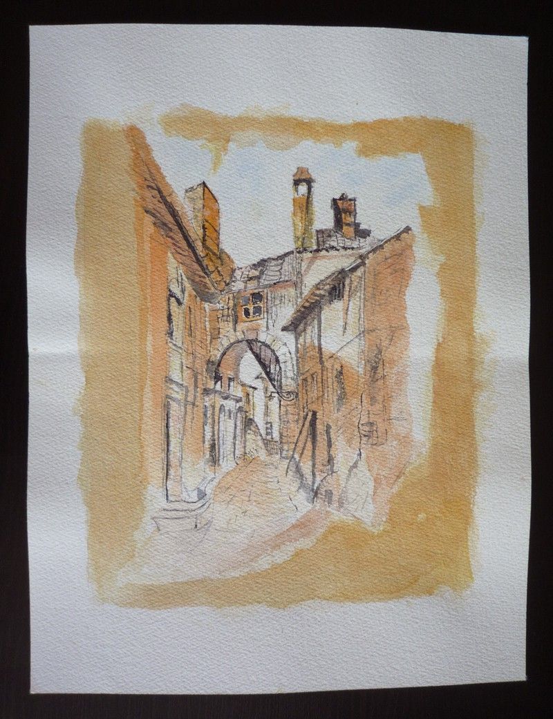 Aquarelle : Rue étroite