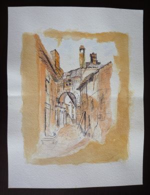 Aquarelle : Rue étroite