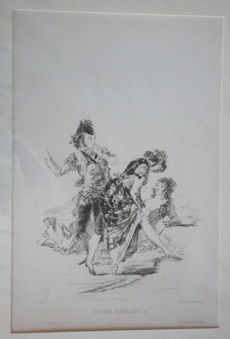 Eau-forte de Jacquemart d'après Goya : Scène espagnole