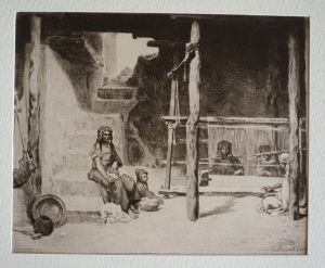 Gravure XIXe de Guérard d'après Guillaumet : Intérieur à Bou-Saada