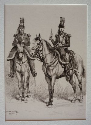 Gravure XIXe de Amand-Durand d'après Edouard Detaille : Cuirassiers