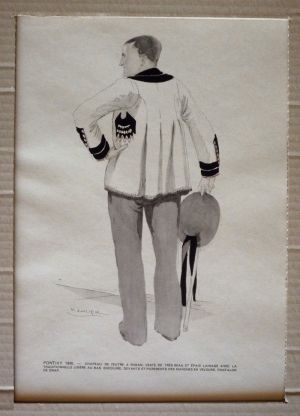Aquarelle de Victor Lhuer tirée du livre "Le Costume breton" : Costume de Pontivy, 1930