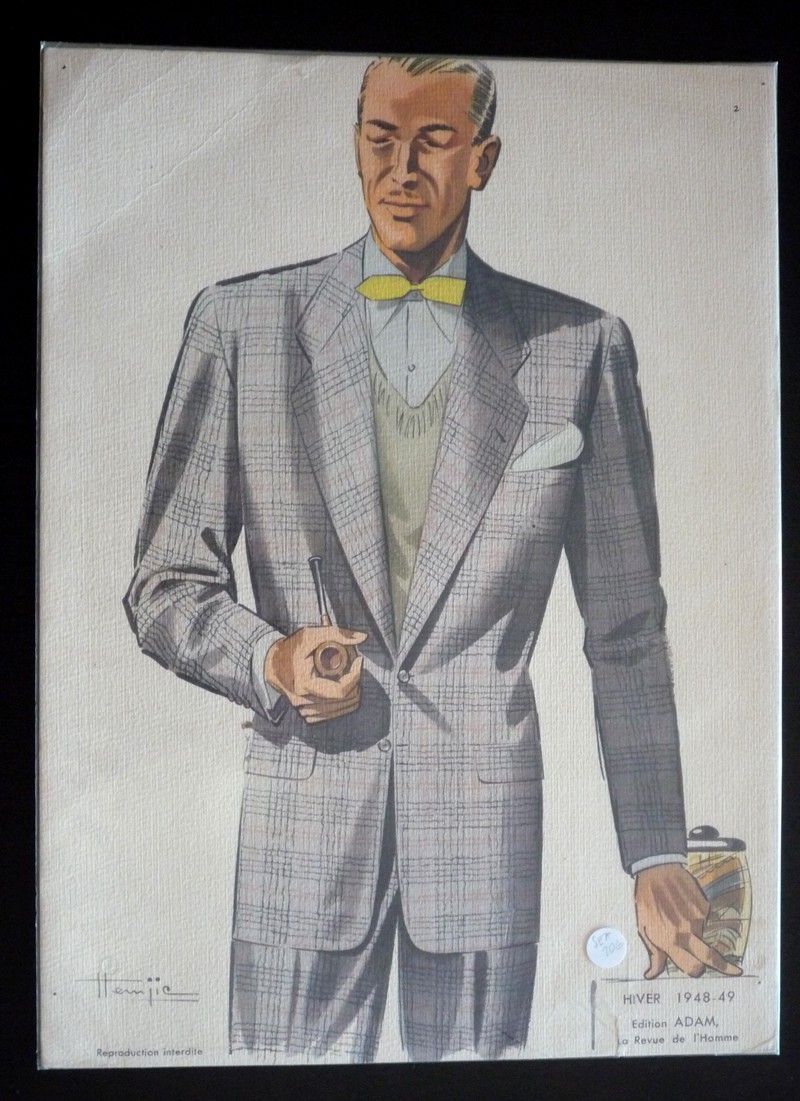 Gravure de mode : collection hiver 1948-49 Hemjie planche n°2, (extraite de la Revue de l'Homme)